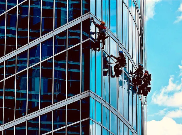 Skypole technicians cleaning a Toronto high-rise