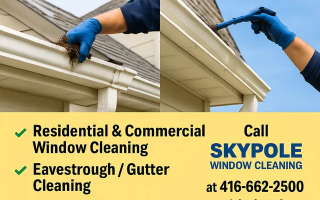 Toronto cleaning service advertisement for windows and eavestroughs cleaning best deal