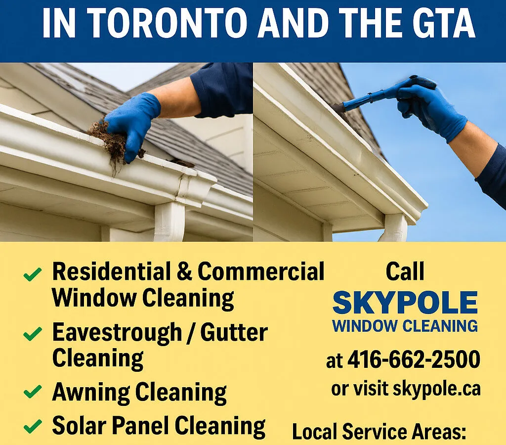 Toronto cleaning service advertisement for windows and eavestroughs cleaning best deal
