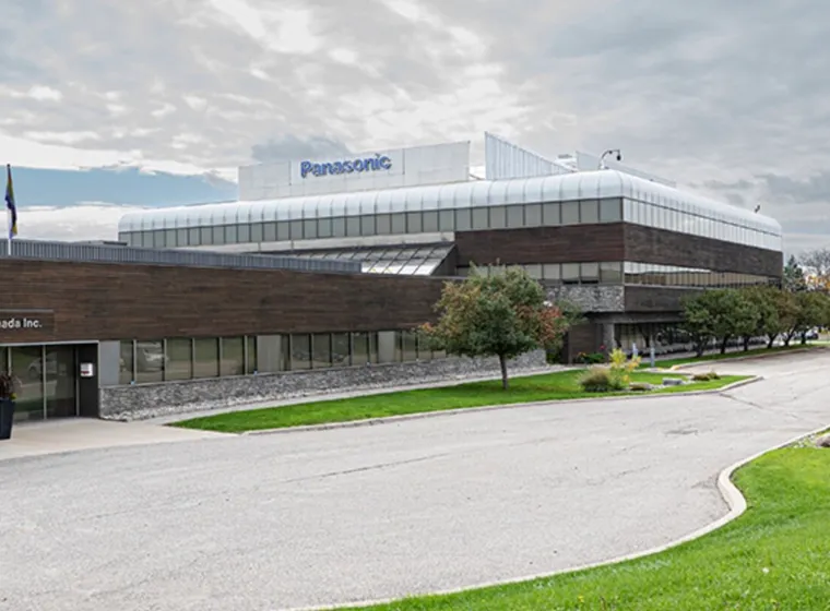 Panasonic Canada Inc. buildings with solar car charging station