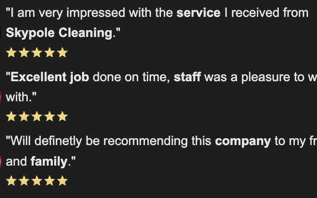 Three positive customer reviews with five-star ratings.
