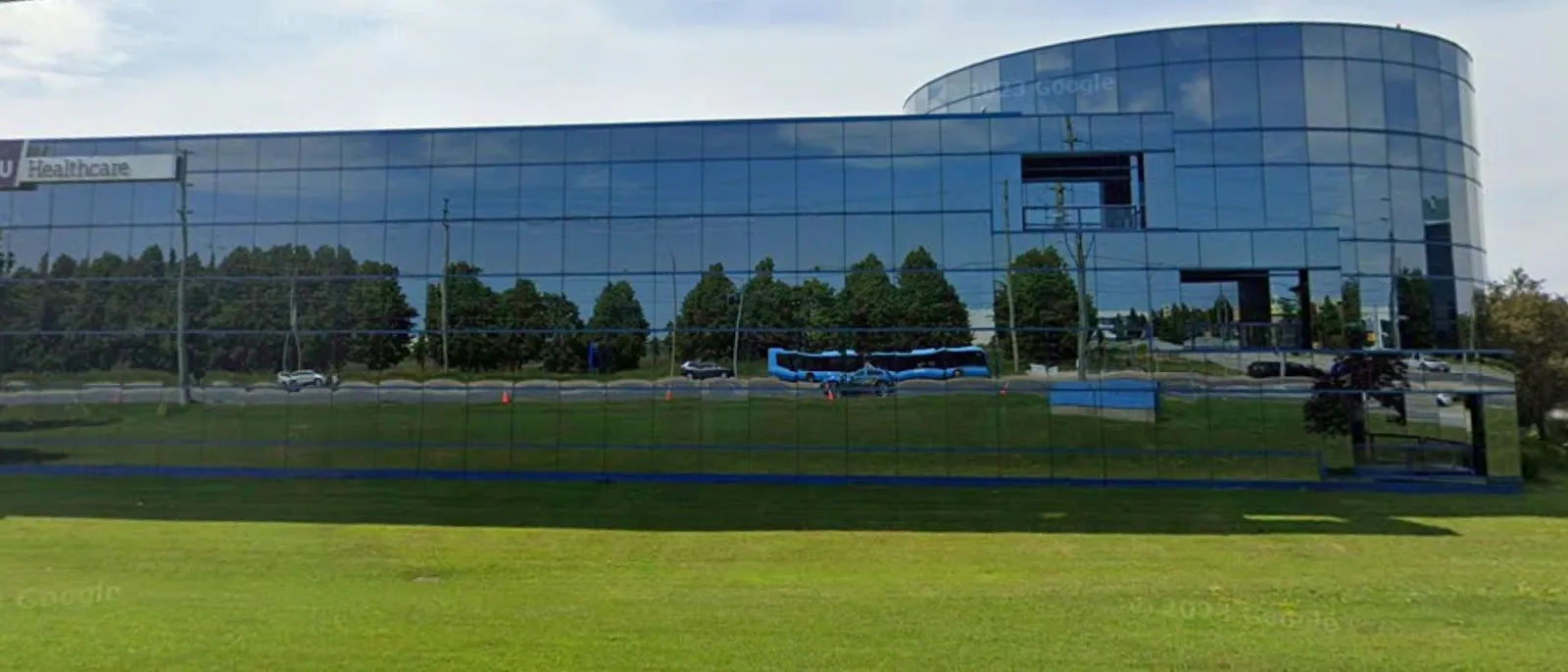 Modern SEIU Healthcare office building with reflective glass facade.