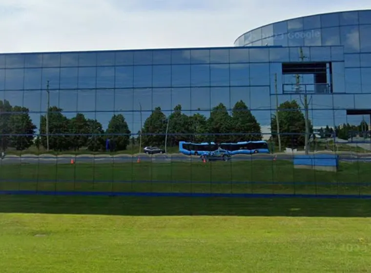 Modern SEIU Healthcare office building with reflective glass facade.