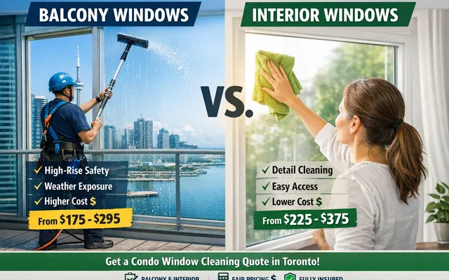 Window cleaning picture and cost for Condo in Toronto, including balcony and interior
