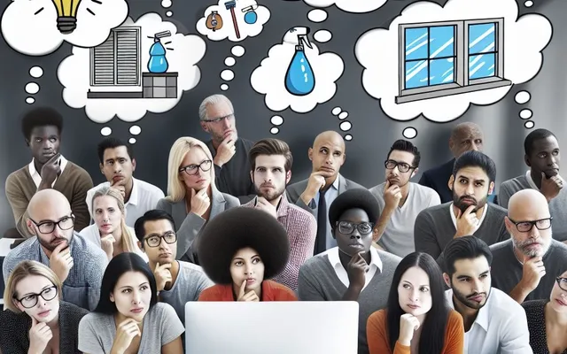 Diverse group contemplating window cleaning prices
