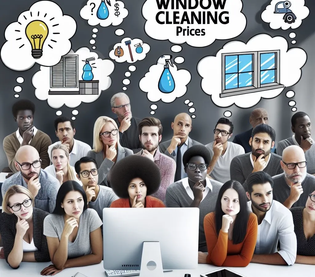 Diverse group contemplating window cleaning prices