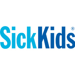 SickKids hospital logo in blue text.