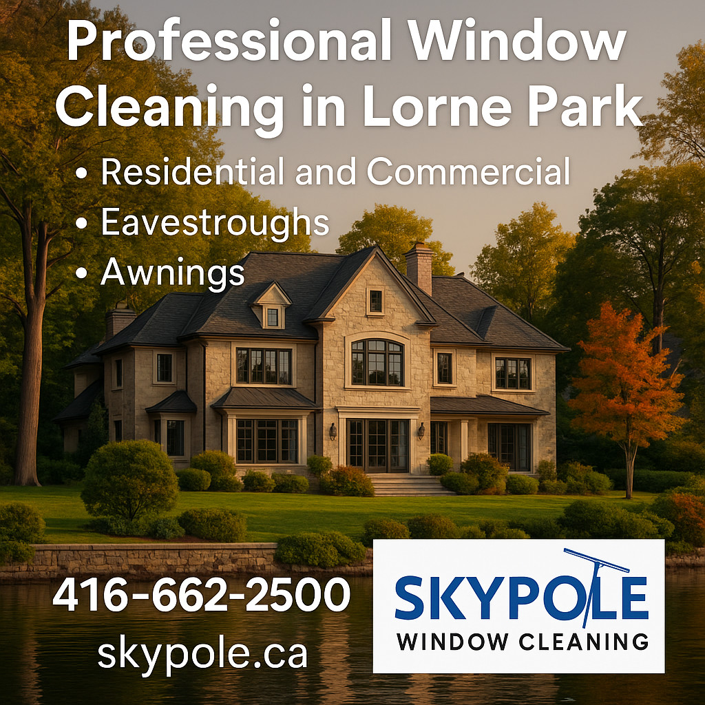Ad for Skypole Window Cleaning Services with contact info